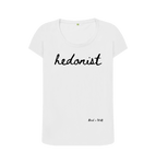 White Hedonist Scoop Neck Tee (Italics)