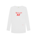 White Printed Long Sleeve T Shirt Front