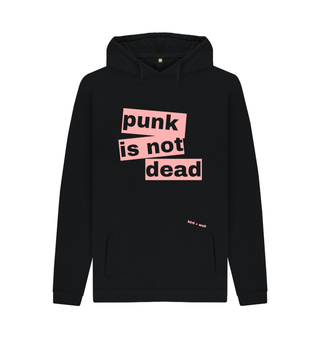 Black Punk Is Not Dead Chunky Hoodie (Pink)