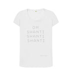 White Om Shanti Shanti Shanti Scoop Neck Tee