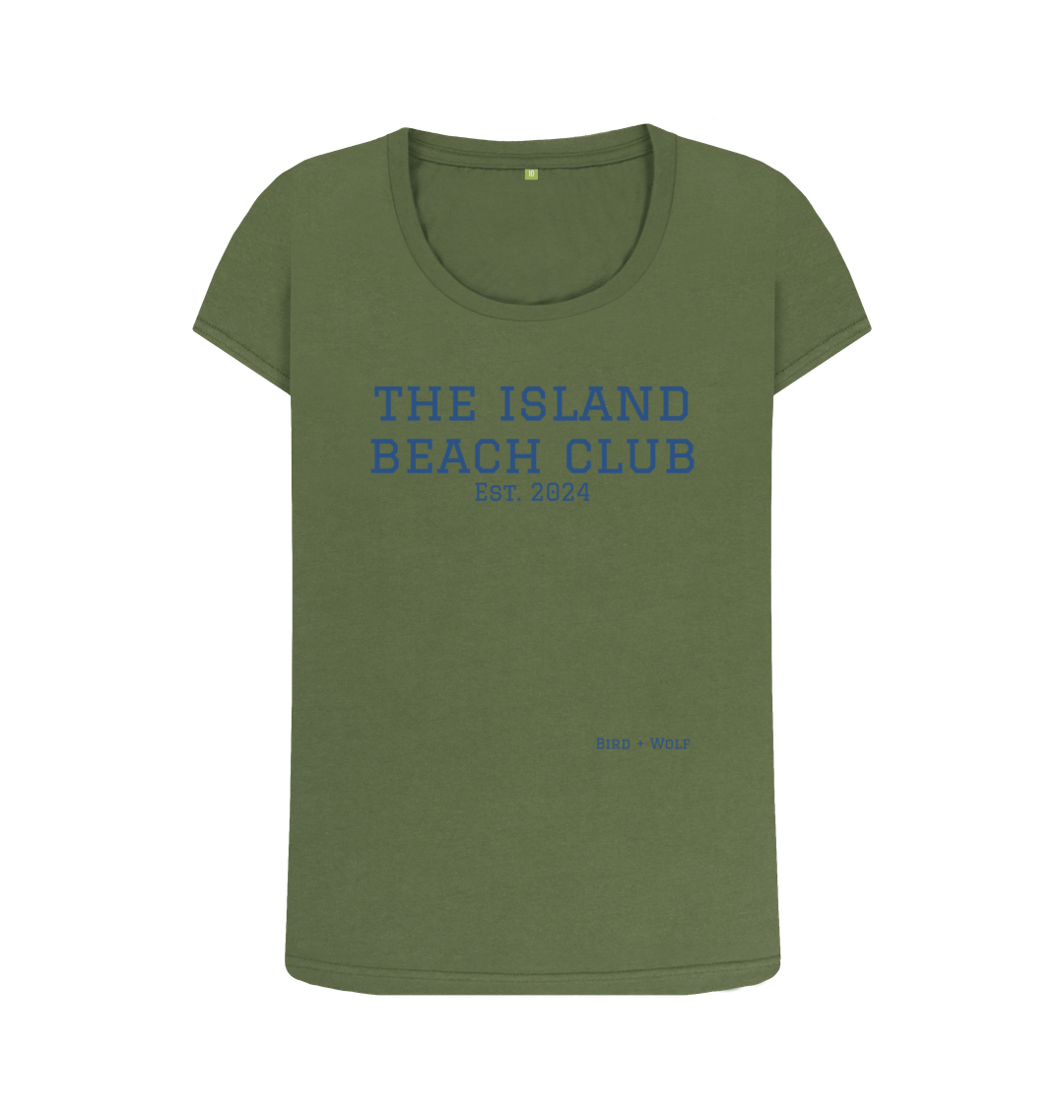 Khaki The Island Beach Club Scoop Neck Tee