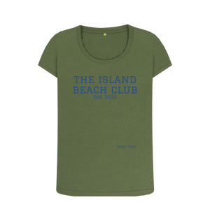 Khaki The Island Beach Club Scoop Neck Tee