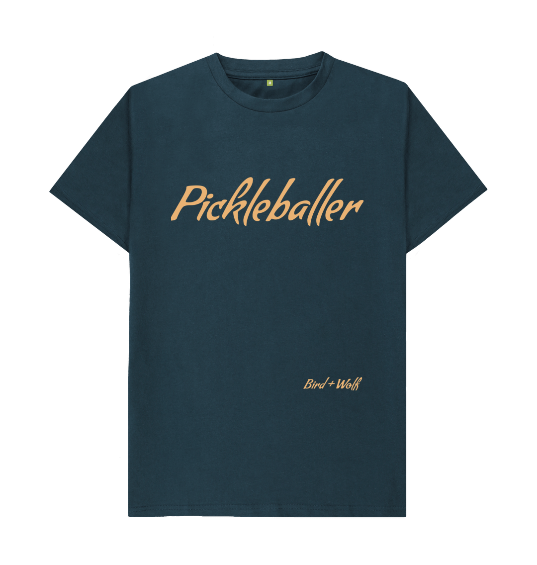 Denim Blue Pickleballer Classic Tee (Orange Lettering)