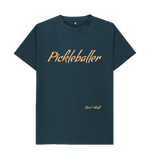 Denim Blue Pickleballer Classic Tee (Orange Lettering)