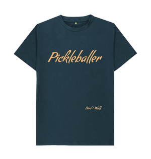 Denim Blue Pickleballer Classic Tee (Orange Lettering)