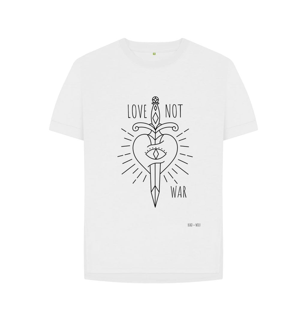 White Love Not War Slim Fit Tee