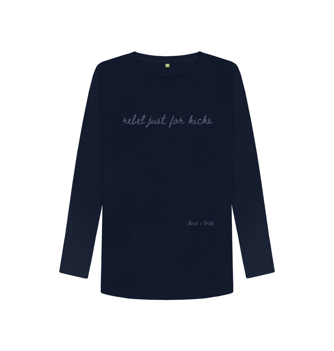 Navy Blue Rebel Just For Kicks Long Sleeve Tee