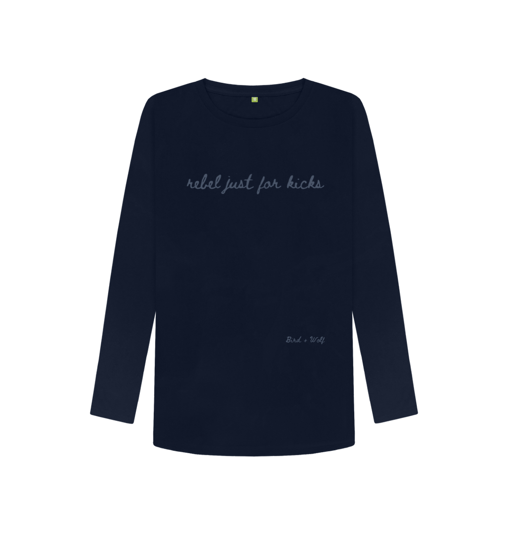 Navy Blue Rebel Just For Kicks Long Sleeve Tee