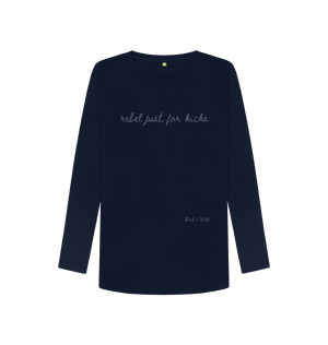 Navy Blue Rebel Just For Kicks Long Sleeve Tee