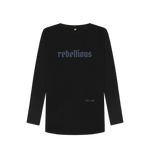Black Printed Long Sleeve T Shirt Front