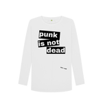 White Printed Long Sleeve T Shirt Front