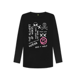 Black Printed Long Sleeve T Shirt Front