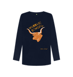 Navy Blue Printed Long Sleeve T Shirt Front