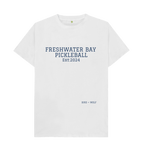 White Freshwater Bay Pickleball Classic Tee (Navy Lettering).