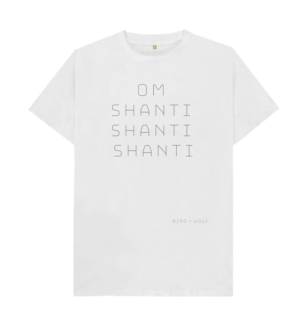 White Om Shanti Shanti Shanti Classic Tee