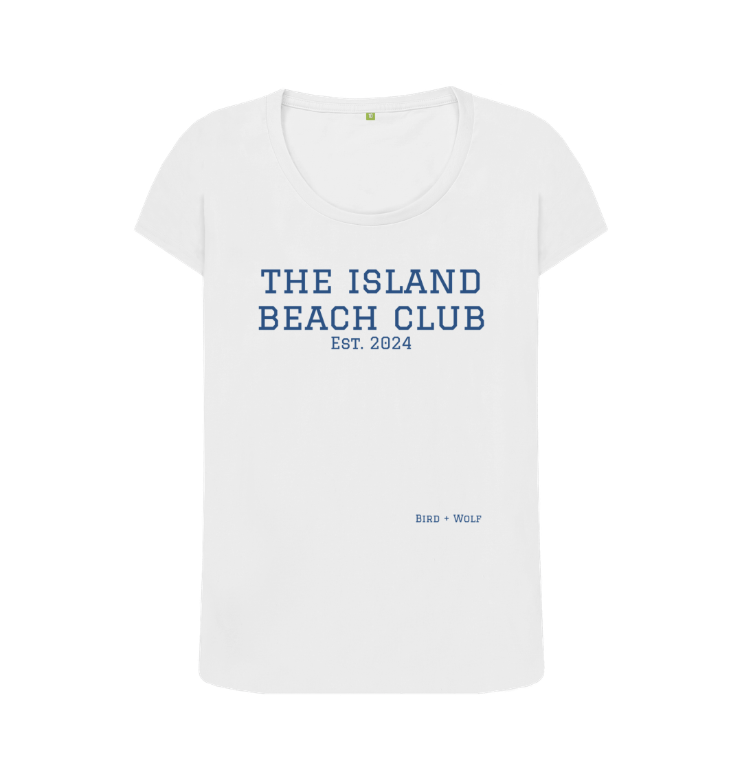 White The Island Beach Club Scoop Neck Tee