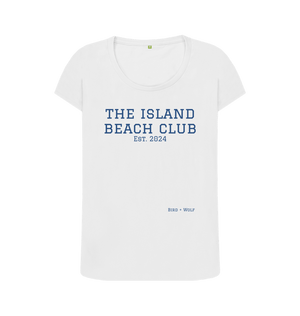 White The Island Beach Club Scoop Neck Tee