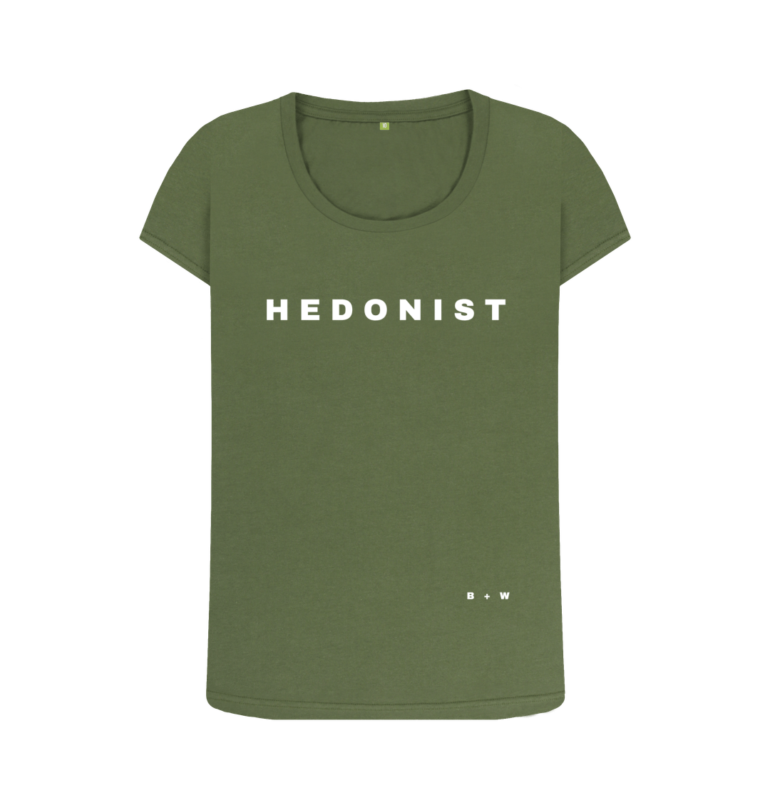 Khaki Hedonist Scoop Neck Tee (White\/Spaced)