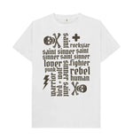 White Sinner Saint + More Classic Tee (Khaki Lettering)