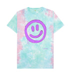 Pastel Tie Dye Smiley Face Tie Pink + Turquoise Dye T Shirt