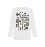 White Sinner Saint + More Long Sleeve Tee (Khaki Lettering)