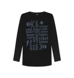 Black Printed Long Sleeve T Shirt Front