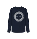 Navy Blue White Sunburst Kids Long Sleeve Tee