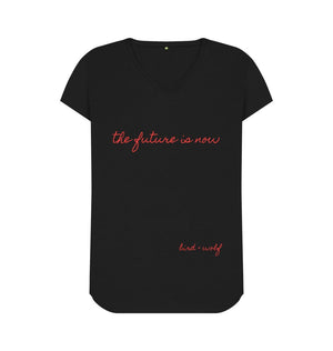 Black The Future is Now V Neck Tee