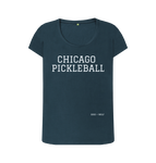 Denim Blue Chicago Pickleball Scoop Neck Tee (White Lettering)