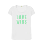 White Love Wins Scoop Tee (Green Lettering)