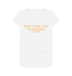 White New York C ity Pickleball V Neck Tee