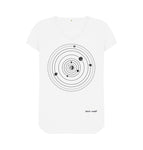 White Planets Circling V Neck Tee