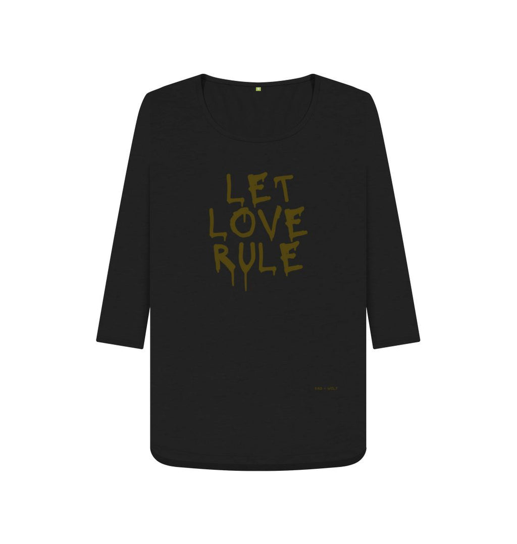 Black Let Love Rule 3\/4 Length Sleeve T  Shirt