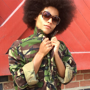 Om Bird + Wolf Green Camo Jacket Customised Camouflage