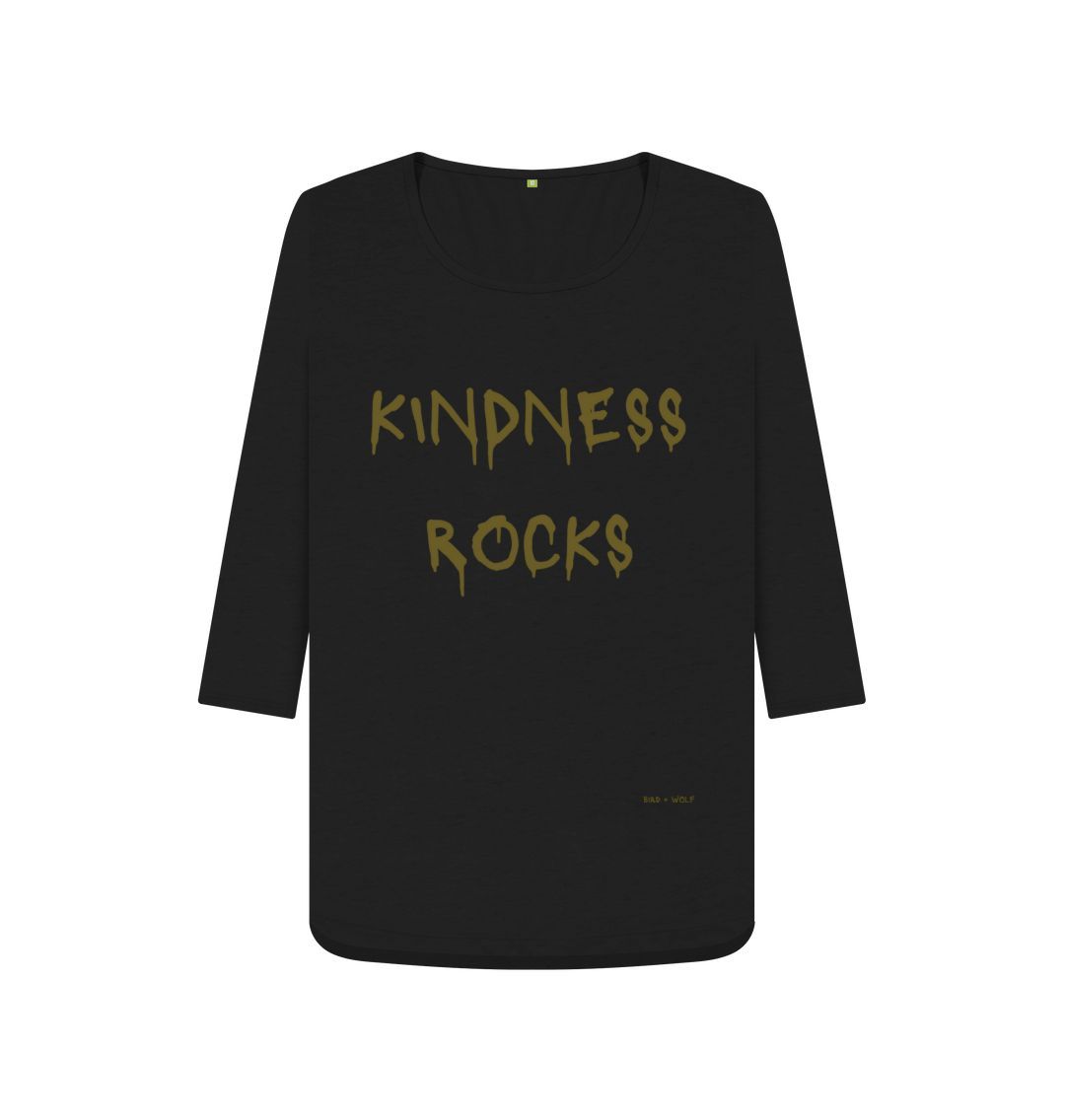 Black Kindness Rocks 3\\\/4 Length Sleeve T Shirt