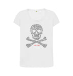 White Skull + Crossbones Scoop Neck T Shirt