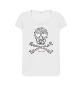 White Skull + Crossbones Scoop Neck T Shirt