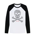 Black-White Skull + Crossbones Baseball T Shirt