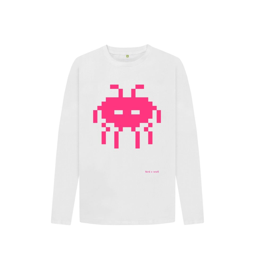 White Space Invader  Kids Long Sleeve Tee