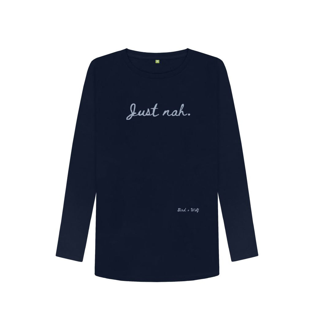 Navy Blue Just Nah Long Sleeve T Shirt