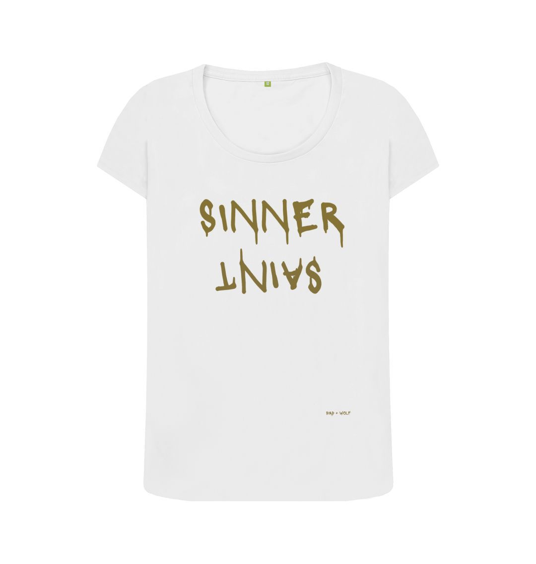 White Sinner Saint Scoop T Shirt