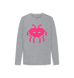 Athletic Grey Space Invader  Kids Long Sleeve Tee