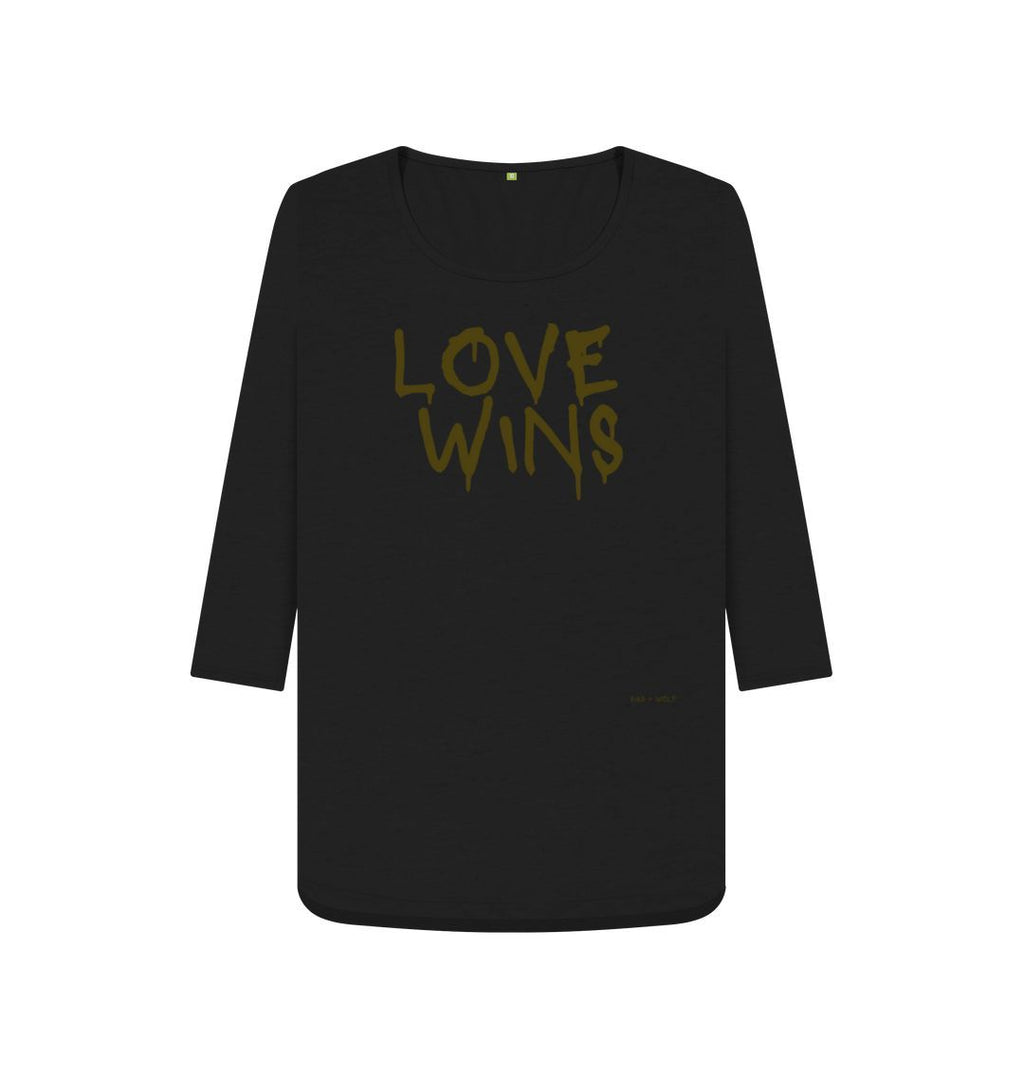 Black Love Wins 3\\\/4 Length Sleeve T Shirt