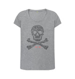 Athletic Grey Skull + Crossbones Scoop Neck T Shirt