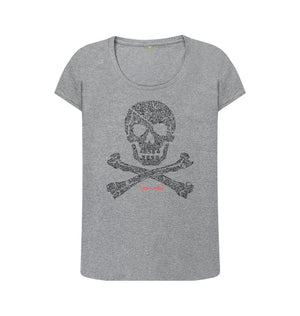 Athletic Grey Skull + Crossbones Scoop Neck T Shirt