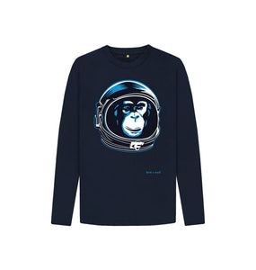 Navy Blue Astro Chimp Kids Long Sleeve Tee