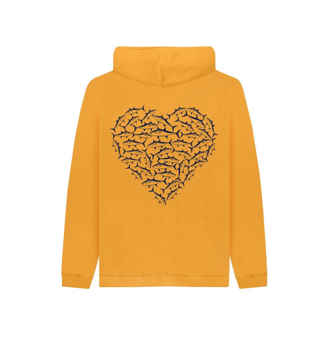 Mustard Fish Heart Kids Cosy Hoodie