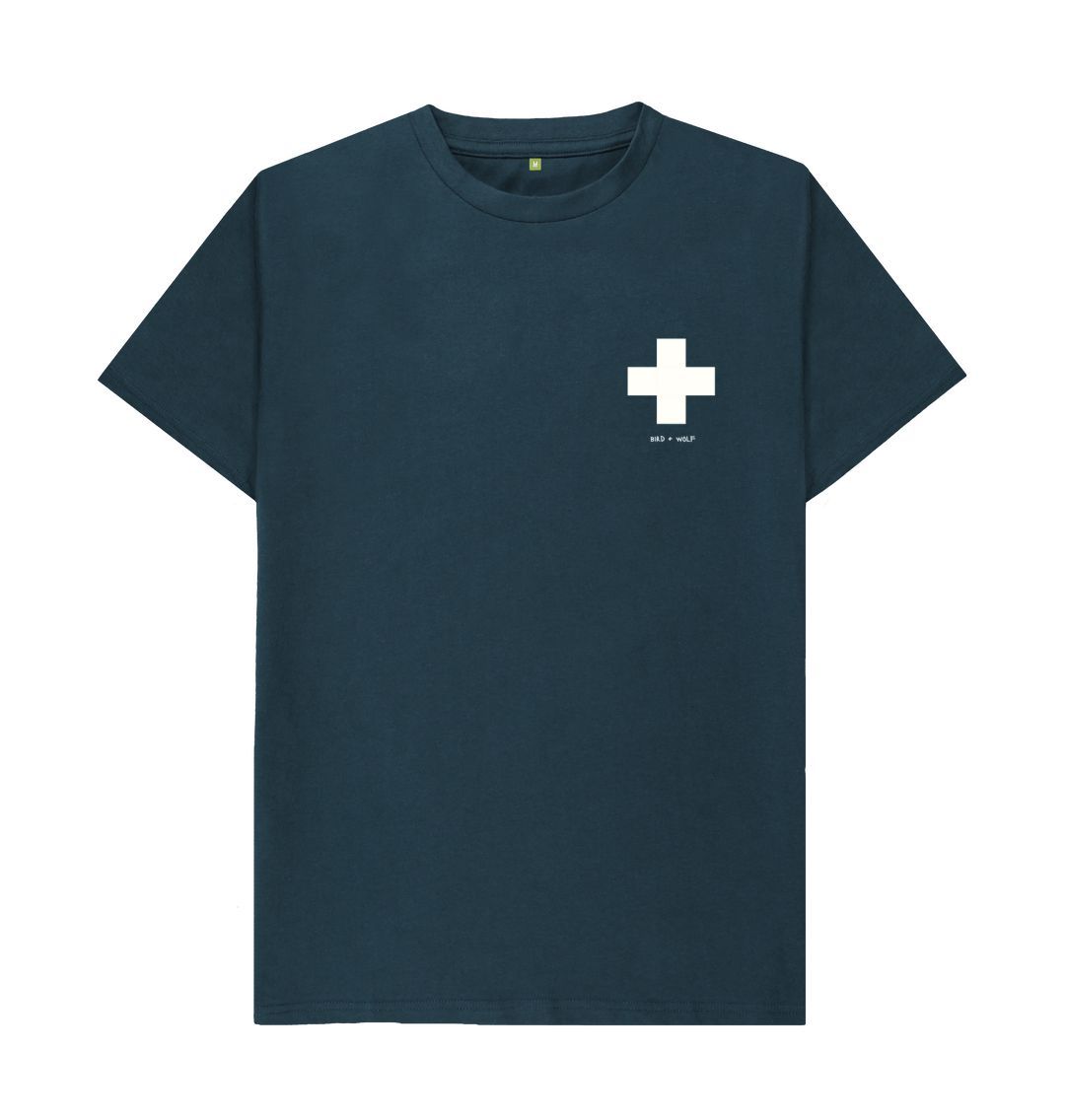 Denim Blue Small White Cross Classic Tee